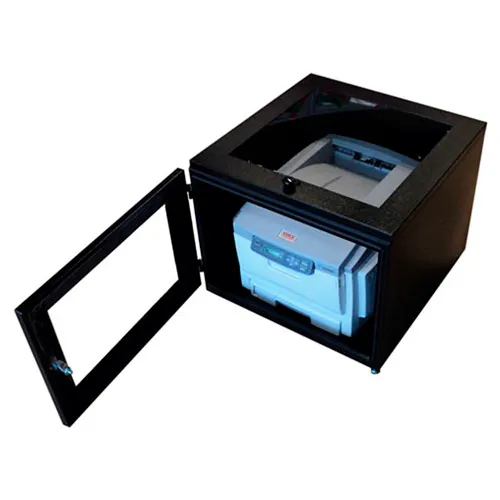 PC Enclosures Printer Qube Printer Enclosure, 24"W x 24"D x 19"H, Black PC Enclosures Printer Qube Printer Enclosure, 24"W x 24"D x 19"H, Black