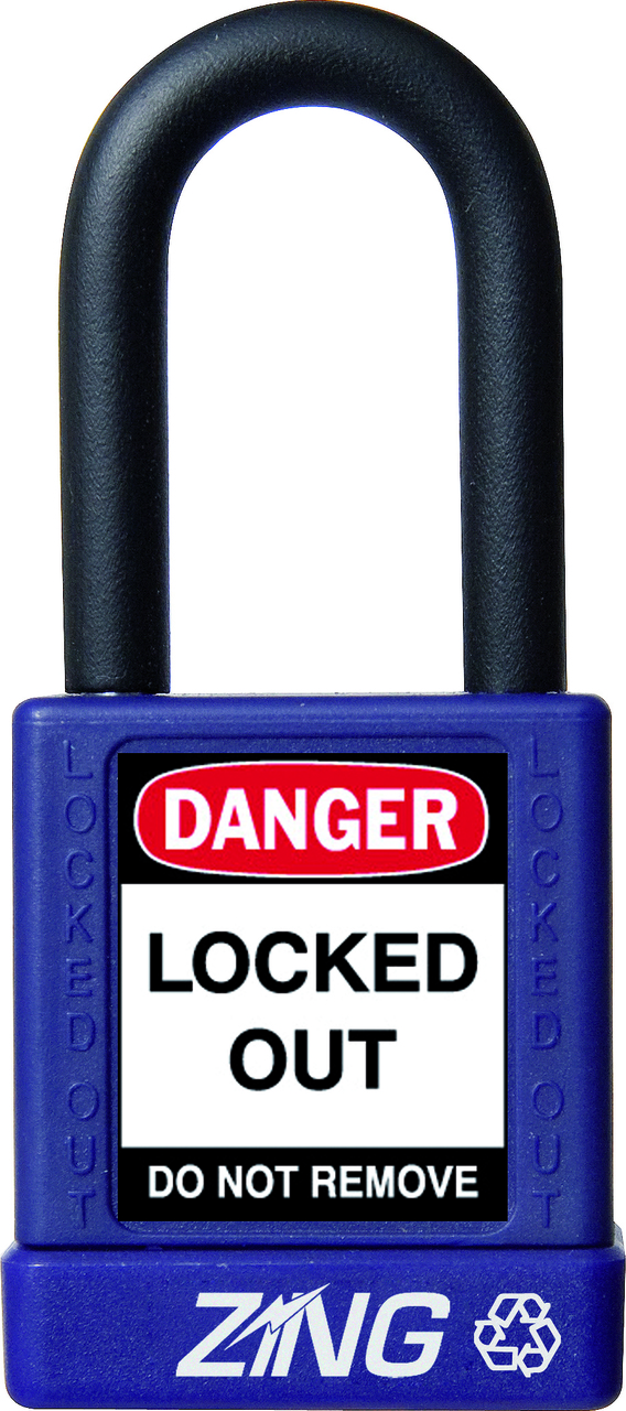 ZING RecycLock Safety Padlock, Keyed Different, 1-1/2" Shackle, 1-3/4" Body, Purple