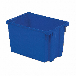 Polylewton® Stack-N-Nest Container, 15.7 gal, 26 1/8 in x 18 3/4 in x 10 1/2 in, Blue. 